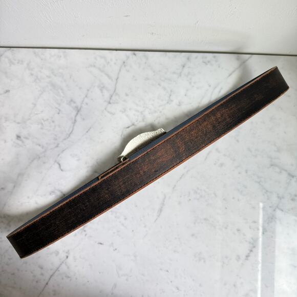 Longhorn Western Buckle Italian Vera Pelle Leather Belt XL 39-42 - Picture 4 of 10